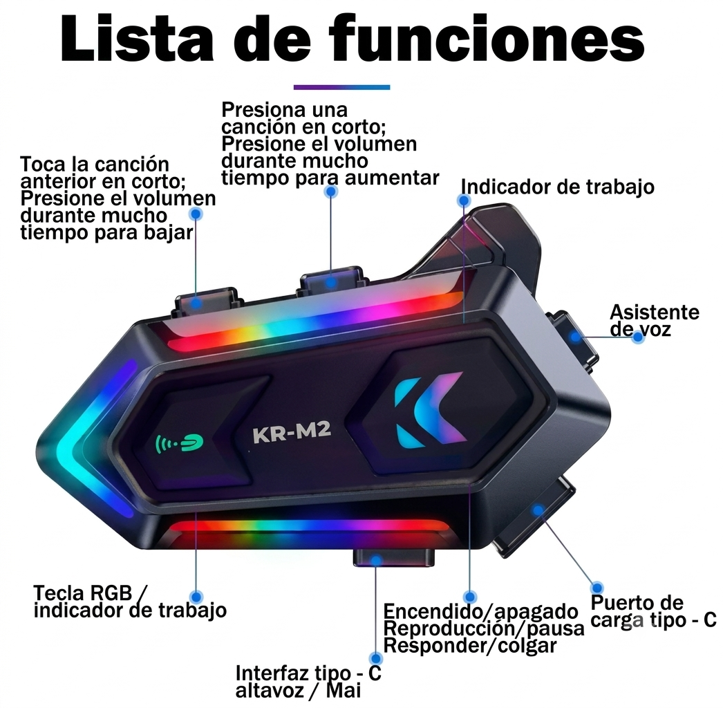 intercomunicador bluetooth casco moto kr