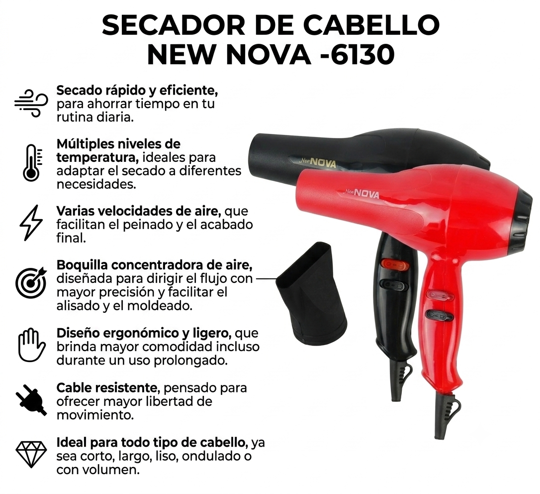 SECADOR DE CABELLO NEW NOVA -6130